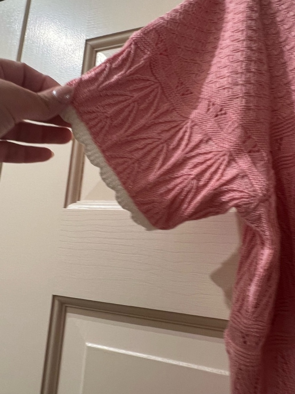 Grace Karin Pink Knit Tie-Front Short Sleeve Cardigan - Picture 7 of 10
